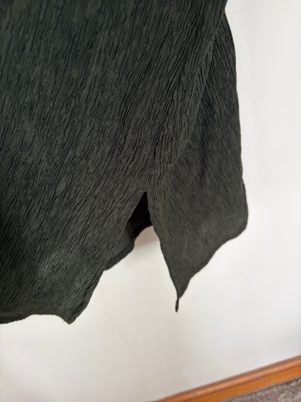 Eileen Fisher Olive Textured crinkle V-Neck Tunic - Picture 3 of 4